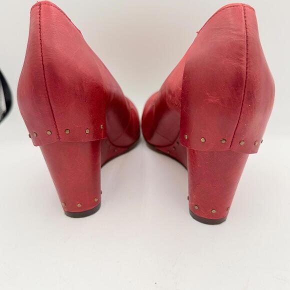 Fly London EU 41 Red Wedge Heel Studded‎ Leather Colorful Classic - Picture 5 of 8